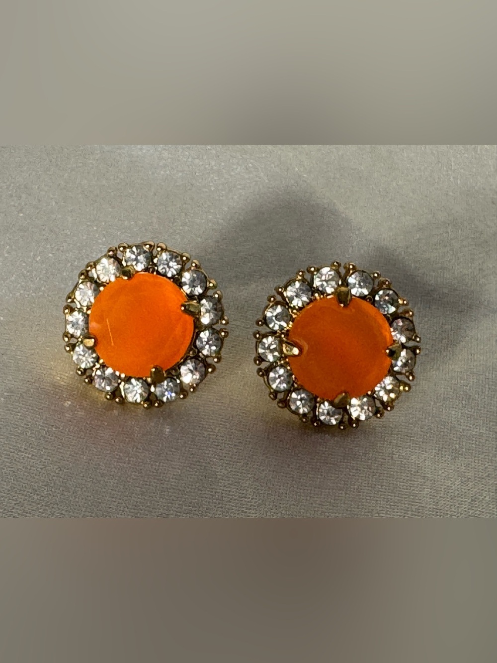 kate spade Gold-Trim Light Orange Crystal Halo Stud Earrings